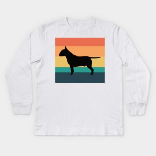 Vintage Sunset Bull Terrier Dog Owner Gift Kids Long Sleeve T-Shirt